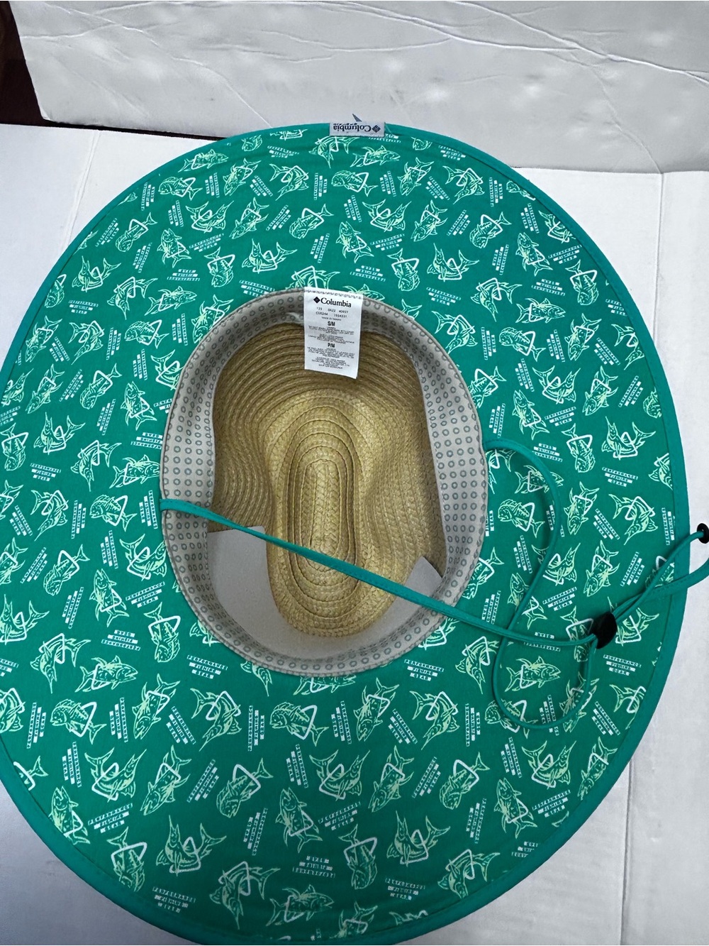 Performance Straw Sun Hat with Teal Trim unisex S/M - Picture 8 of 11